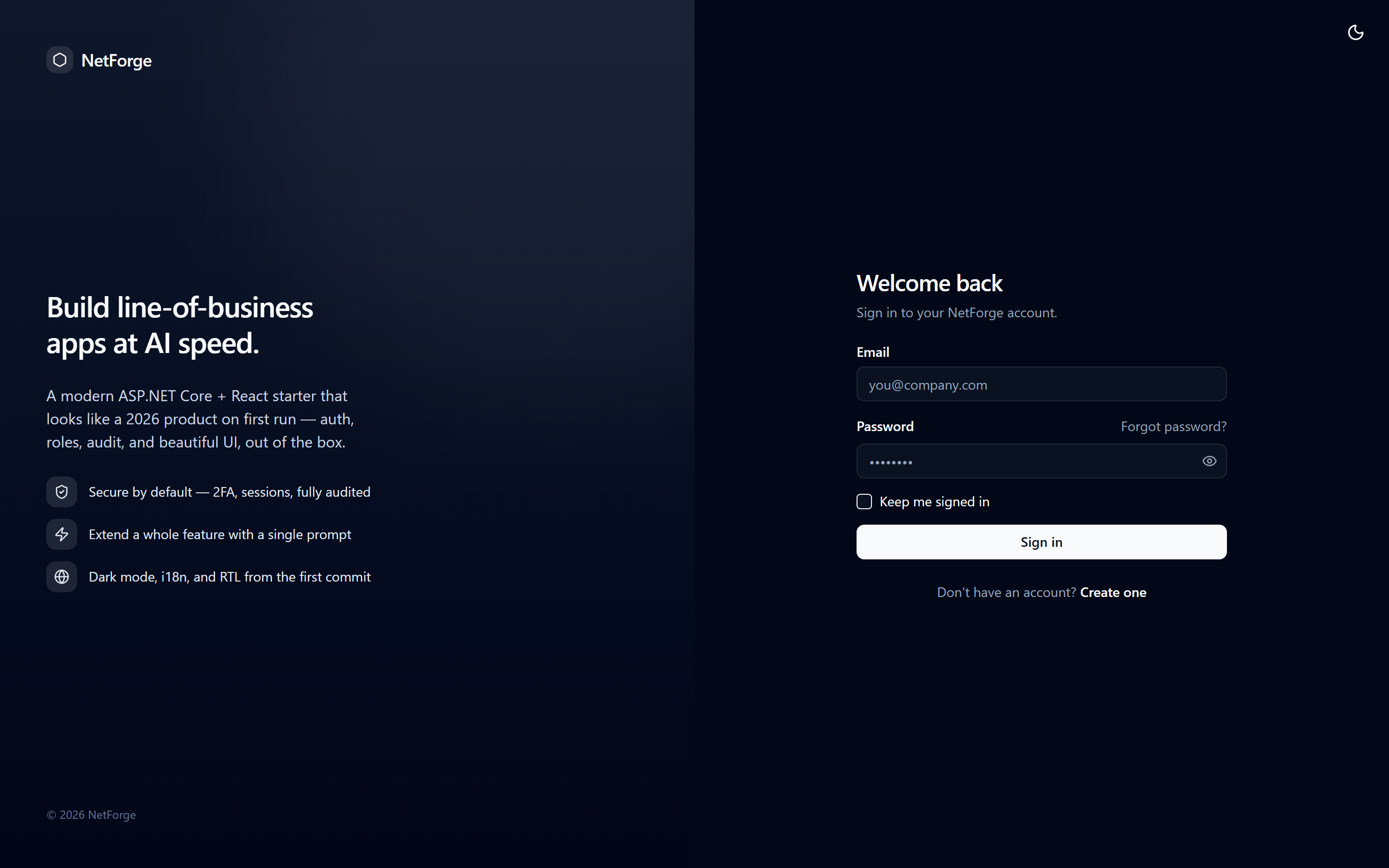NetForge sign-in screen