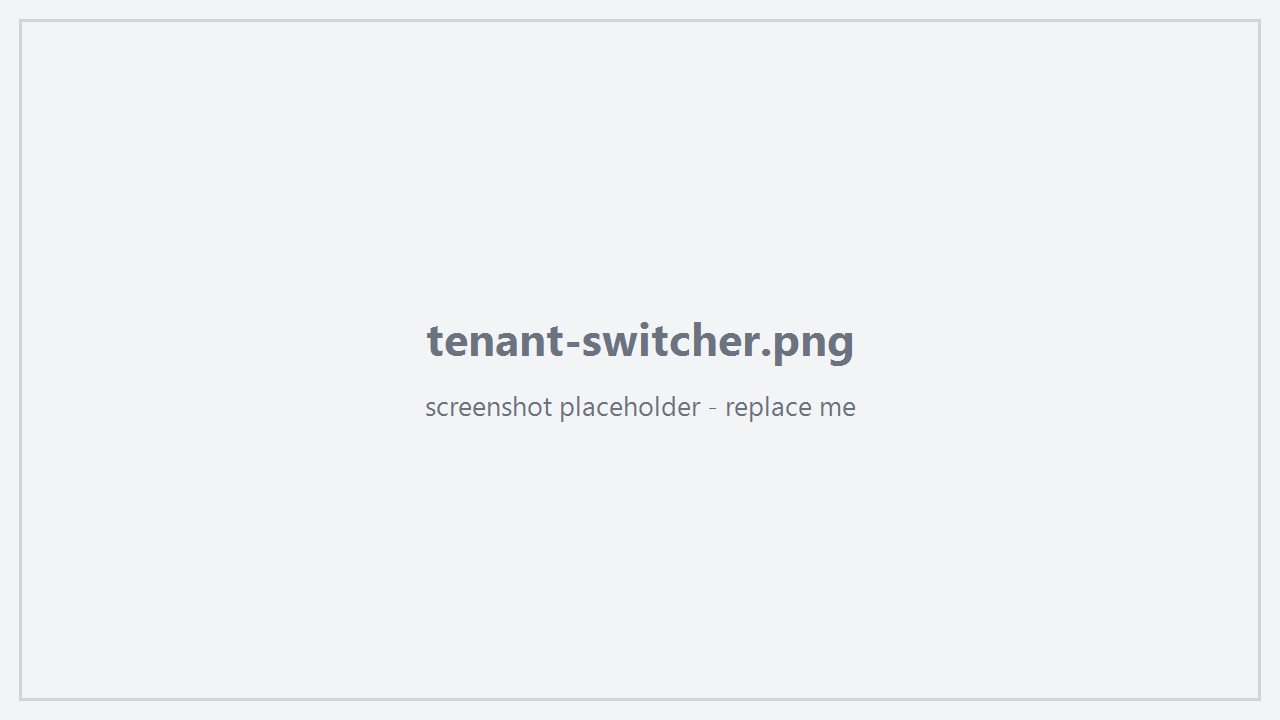 Tenant switcher in the top bar
